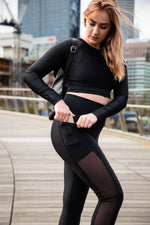 Black Mesh Detailed Leggings