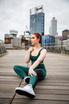 Botanical Green Mesh Detailed Leggings