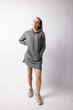 Luxe Organic Cotton Hoodie Jacket Dress in Heather Grey
