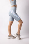 Slate Blue Paneled Biker Shorts