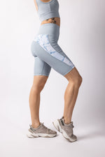 Slate Blue Paneled Biker Shorts