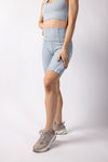 Slate Blue Paneled Biker Shorts