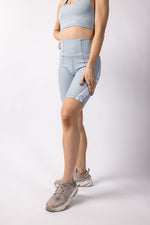 Slate Blue Paneled Biker Shorts