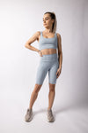 Slate Blue Paneled Biker Shorts