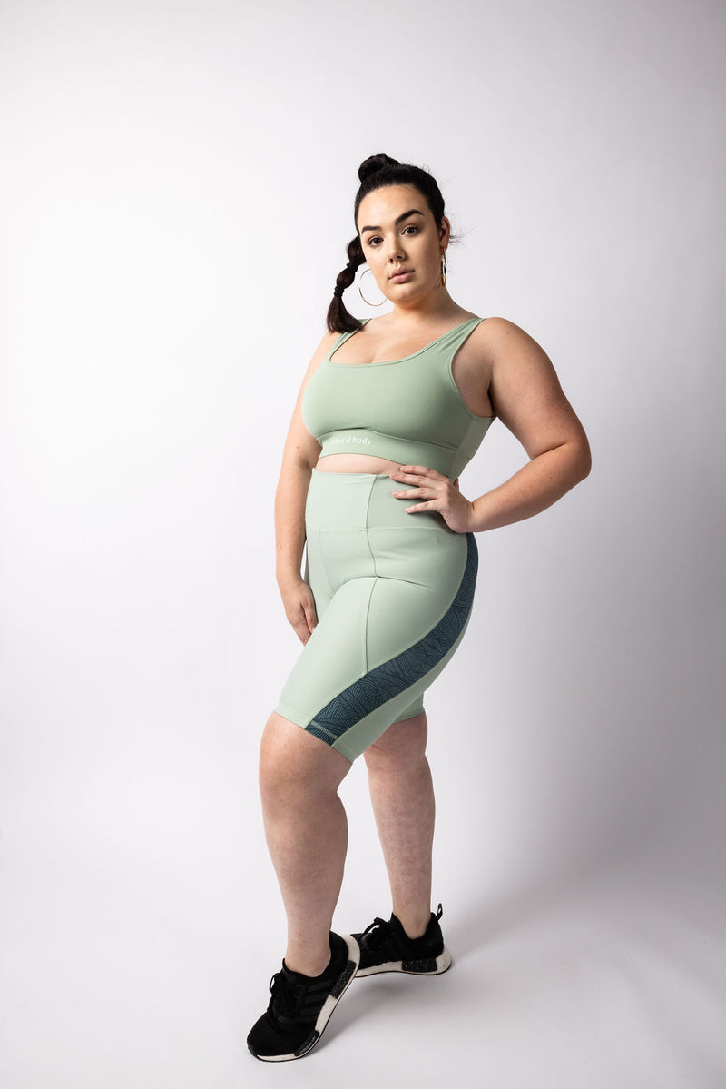 Fern Green Printed Bike Shorts