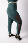 Botanical Green Mesh Detailed Leggings