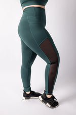 Botanical Green Mesh Detailed Leggings