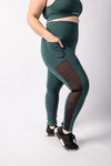 Botanical Green Mesh Detailed Leggings