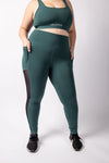Botanical Green Mesh Detailed Leggings