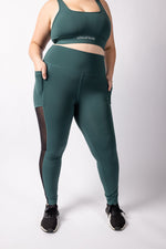 Botanical Green Mesh Detailed Leggings