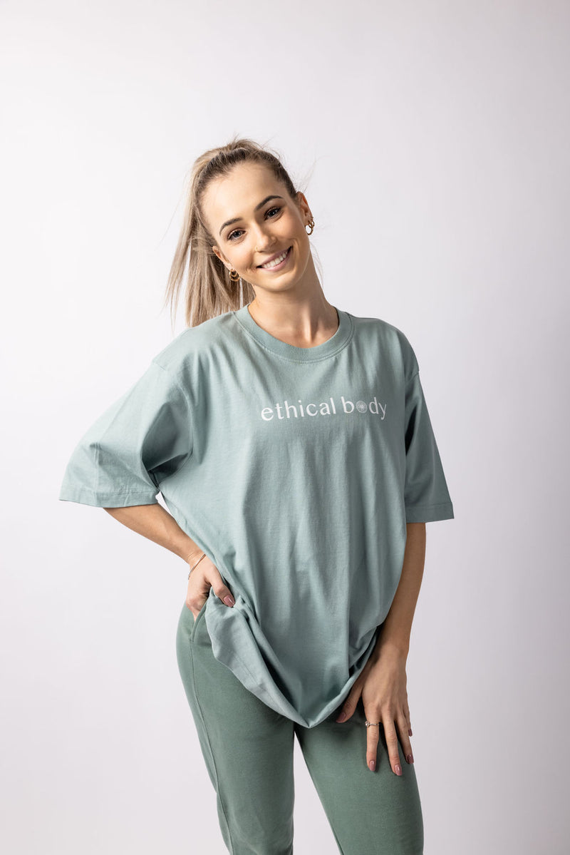 slate blue organic cotton oversize t-shirt